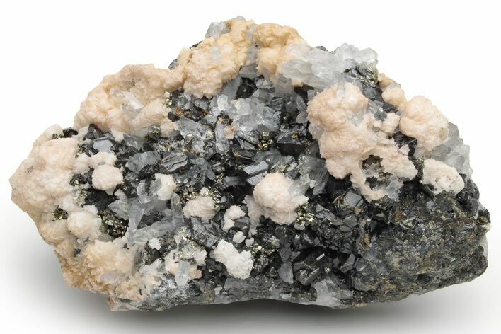 Dolomite on Pyrite, Quartz, and Sphalerite (Marmatite) - Peru #233407